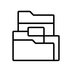 Folder icon for data management and file organization in a minimalist outline style for web design assets