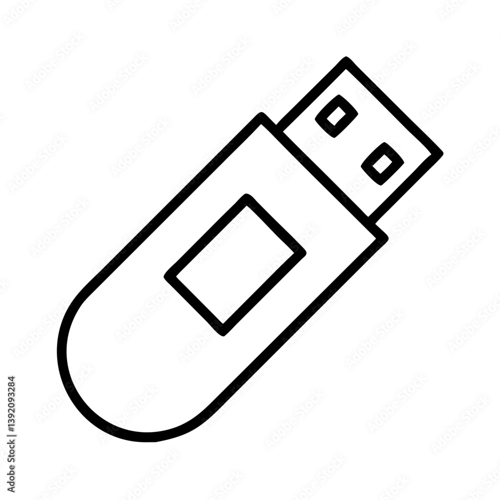 Poster usb flash drive vector icon illustration for data storage and portable memory device outline design 
