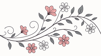 "A seamless wavy border made of delicate hand-sketched flowers and leafy vines, minimal and clean design, vector format for poster frames."
