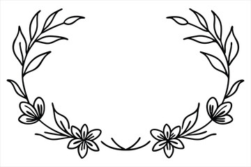 Floral Frame with Pink Lily and Leaf Ornament in Vintage Spring Design