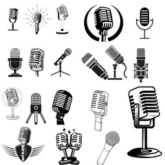 Vintage and Modern Microphone Icon Set