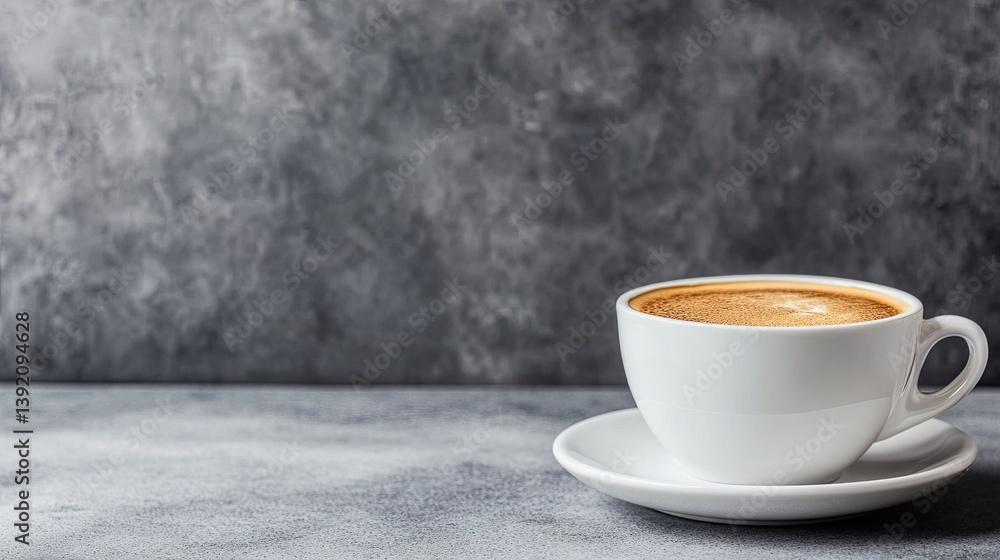 Poster cup of coffee with a large empty area next to it