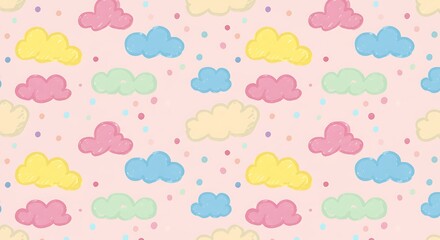 Pastel Cloud Dream: A Hand-Drawn Pattern AI Generated