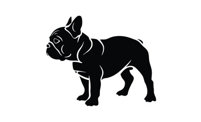 French bulldog pet dog pose silhouette, French bulldog vector silhouette 