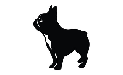 French bulldog pet dog pose silhouette, French bulldog vector silhouette 