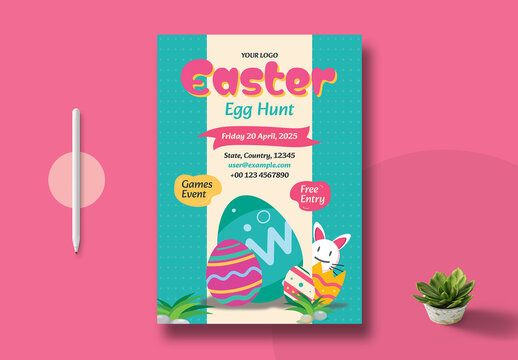 Easter Egg Hunt Flyer Design For Kids