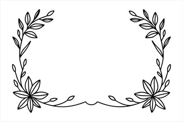 Floral Frame with Pink Lily and Leaf Ornament in Vintage Spring Design