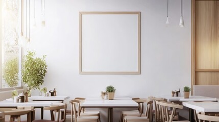 Empty Frame Mockup in Modern Cafe Interior