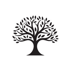 Silhouetts tree isolated on white background