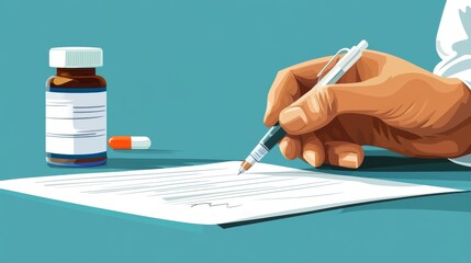 Doctor Writing Prescription, Medicine, Healthcare Illustration
