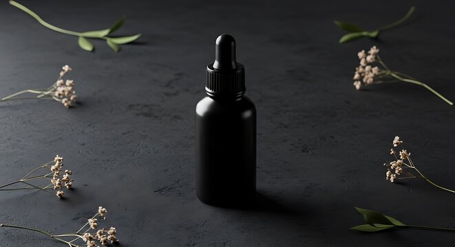 Dark Amber Elixir: Botanical Still Life AI Generated