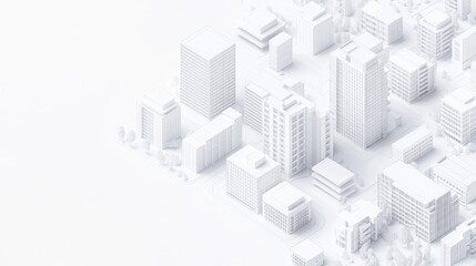 Monochrome city model, abstract urban landscape, background use