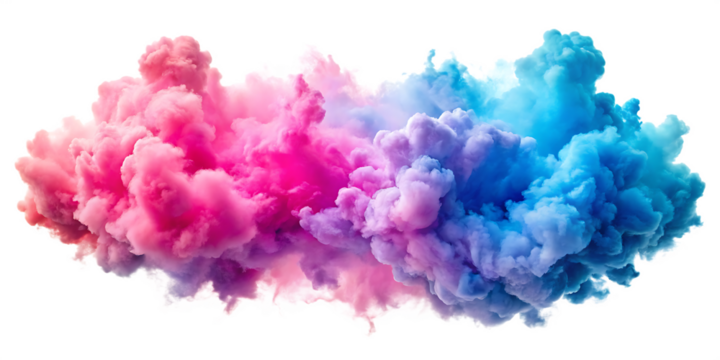 pink and blue clouds isolated on white background PNG. GENERATIVE AI