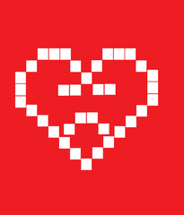 Pixel art vector collection of heart emoji icons in retro 8-bit style