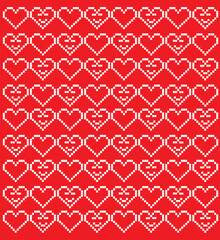 Pixel art vector collection of heart emoji icons in retro 8-bit style