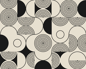 Vector seamless geometric bauhaus pattern.Linear pattern. Wallpapers for your design. Vector illustration.