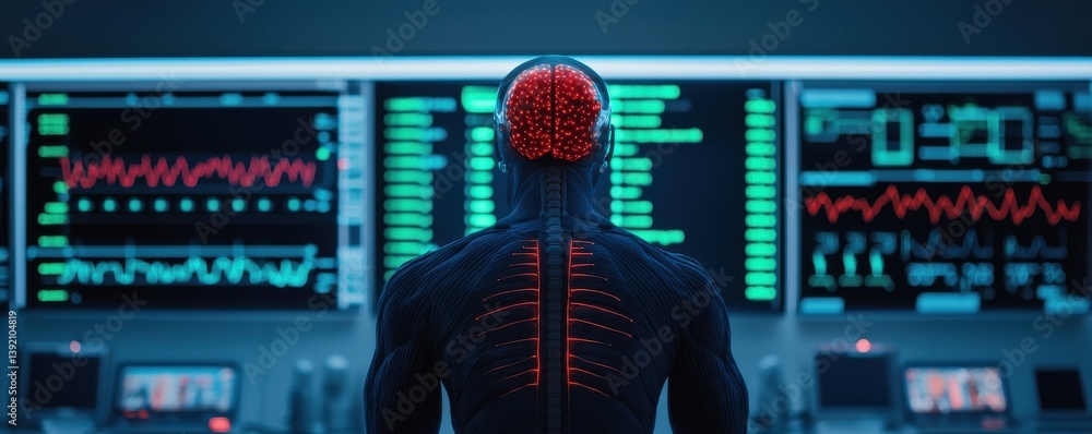 Aufkleber futuristic cybernetic analysis event digital lab concept art high-tech environment user viewpoint