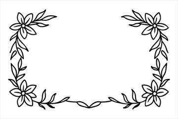 Floral Frame with Pink Lily and Leaf Ornament in Vintage Spring Design