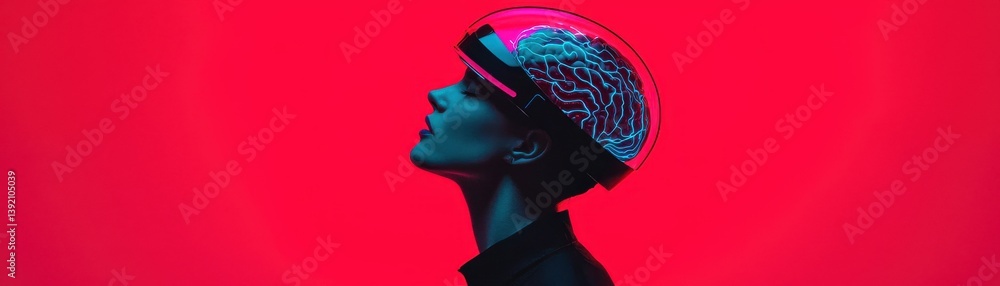 Poster neon digital art and brain-computer interfaces a conceptual exploration of futuristic technology in 