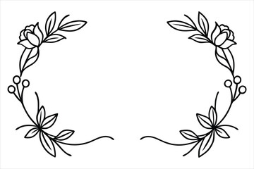 Floral Frame with Pink Lily and Leaf Ornament in Vintage Spring Design