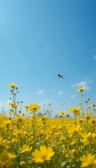 Canola Field in Spring under Dramatic Cloudy Sky