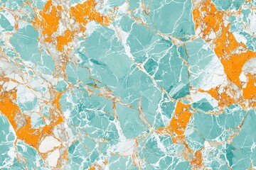 Marble texture mint orange white colors seamless map pattern background