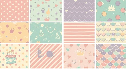 Whimsical Hand-Drawn Patterns: Pastel Dreams AI Generated