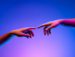 Two hand in a pop art collage style in neon bold colors.