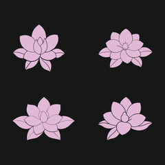 A Set Of Flowers Silhouette Vector Illustration