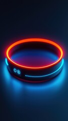 Innovative smart bracelet showcasing neon glow technology in modern setting focus on wearable devices