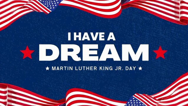 Martin Luther King Jr. Day I Have A Dream Typography Over Blue Texture Background.