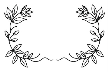 Floral Frame with Pink Lily and Leaf Ornament in Vintage Spring Design