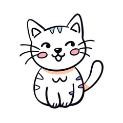 Obraz premium Happy cartoon cat with stripes and pink cheeks