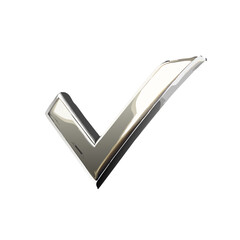 Metallic chrome checkmark icon