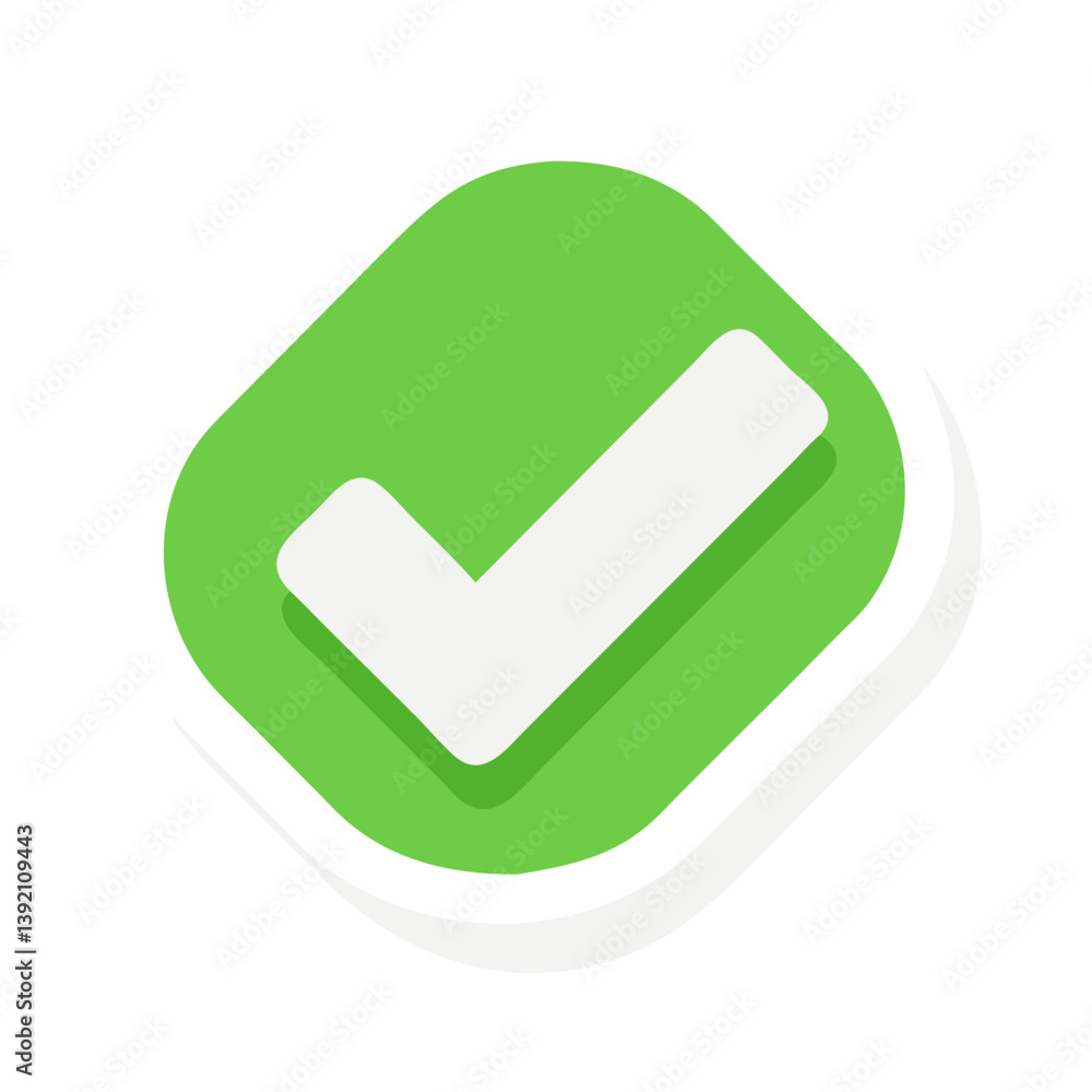 Poster green checkmark on rounded square button