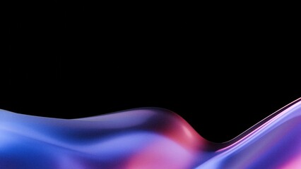 3d render abstract background on dark background, Transparent glossy glass, Colorful curve glass with dispersion.