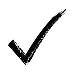 Black brush checkmark on white background