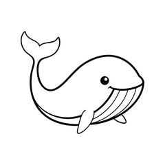 Obraz premium Cartoon whale with stripes illustration silhouette isolated on white background