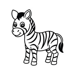 Cartoon zebra character with stripes silhouette isolated on white background