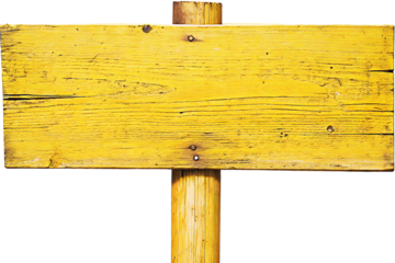 yellow wooden signboard isolated on white background PNGT. GENERATIVE AI