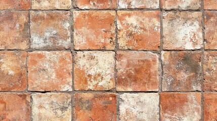 Obraz premium Old handmade terracotta tile flooring seamless texture map pattern background