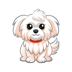Fototapeta premium Charming maltese dog with fluffy white coat vector illustration isolated on white background