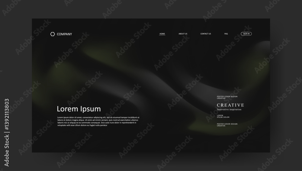 Poster abstract wave futuristic design of landing page. retro fluid gradient website design