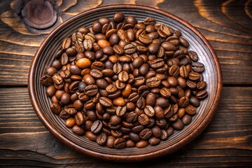 Fototapeta premium between the coffee beans plate
