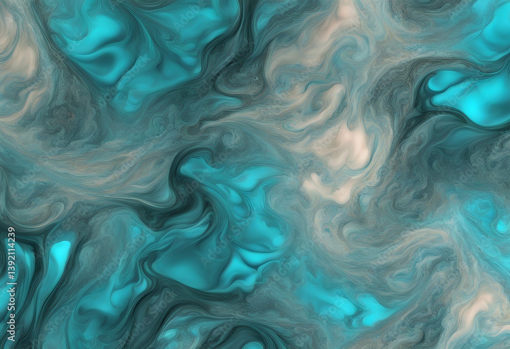 Aufkleber marble fantasy colors digital texture background fractal teal rendering abstract 3d art fusion colou