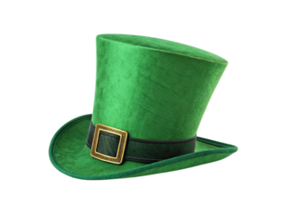 Green Leprechaun Hat with Gold Buckle on transparent Background

