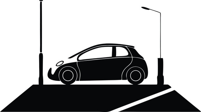 New generation electric city car with. 3d illustration