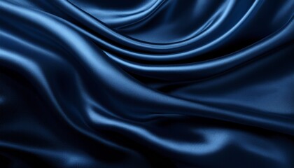 Obraz premium Silk satin. Black blue abstract modern background for design. Dark with light wavy lines. Web banner. Wide. A long. Panoramic. Shiny fabric. Liquid