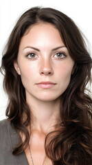 Obraz premium portrait of a woman in her thirties on a white background