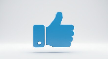 3D Render of a Blue Thumbs Up Icon on a Neutral Background AI Generated